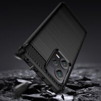 Carbon Case Hülle kompatibel mit Xiaomi Redmi Note 12 Pro+ flexible Silikon-Carbon-Hülle schwarz