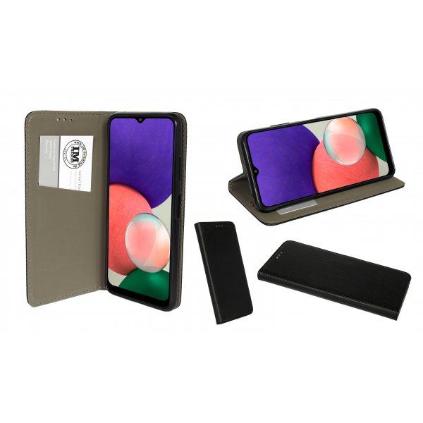 Buch Tasche "Smart" kompatibel mit SAMSUNG GALAXY A23 Handy Hülle Etui Brieftasche Schutzhülle mit Standfunktion, Kartenfach Schwarz