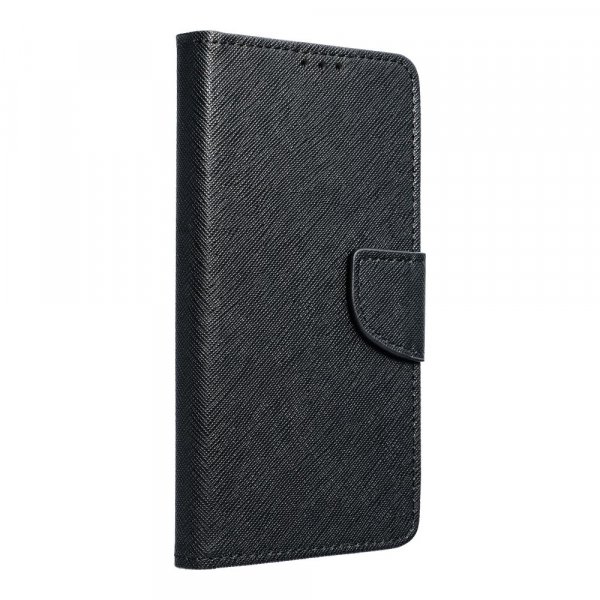 Buch Tasche "Fancy" kompatibel mit Motorola Moto G42 Handy Hülle Brieftasche mit Standfunktion, Kartenfach Schwarz