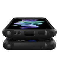 Hybrid Armor Case Tough Rugged Cover kompatibel mit Samsung Galaxy Z Flip 3 schwarz