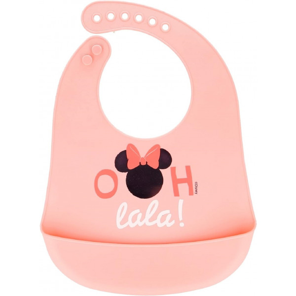 Stor Silikon-Lätzchen mit Fronttasche sicheres und komfortables Verschlusssystem - Minnie Mouse (Disney Baby)
