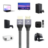 Wozinsky Kabel HDMI 2.1 8K 60 Hz 48 Gbps / 4K 120 Hz / 2K 144 Hz Silber