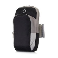 Universal Armtasche Sportarmband Schutztasche für Handy mit 5,5 Zoll mit 2 Fächer und Schlitz für Kopfhörer in Schwarz