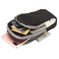 Universal Armtasche Sportarmband Schutztasche für Handy mit 5,5 Zoll mit 2 Fächer und Schlitz für Kopfhörer in Schwarz