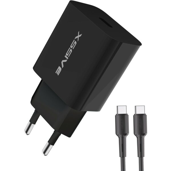 25W Ladegerät PD3.0 Superschnellladegerät mit USB-C zu C Kabel Schwarz