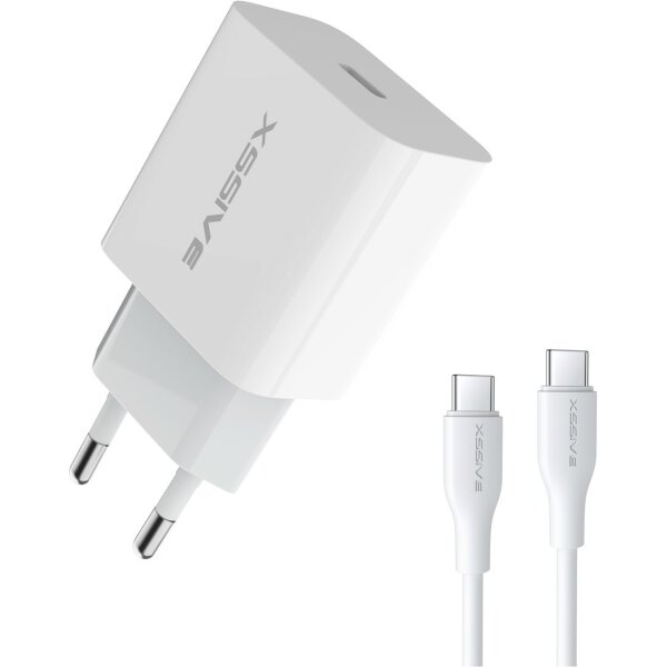 25W Ladegerät PD3.0 Superschnellladegerät mit USB-C zu C Kabel Weiß