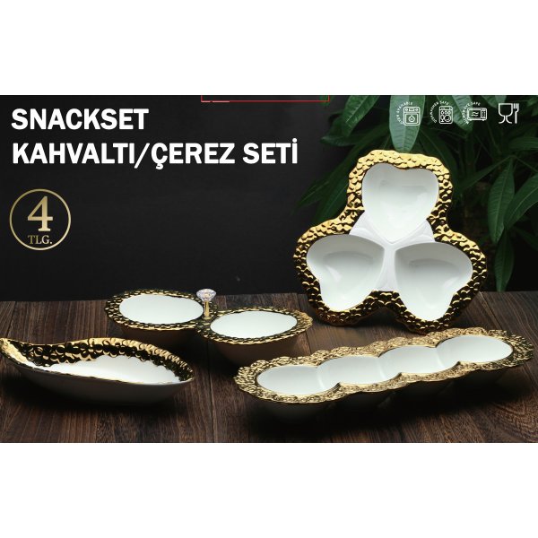 4-Teilig Frühstücksset Snackset Cerez Seti Servierschalen Porzellan
