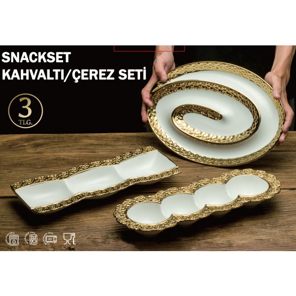 3-Teilig Frühstücksset Snackset Cerez Seti Servierschalen Porzellan