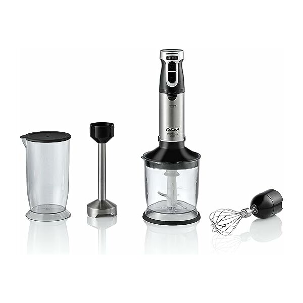 Arzum AR1162 Chefblend 1000-Watt Maxi-Mixer-Set, 500 ml und 700 ml Edelstahl Silber-Schwarz