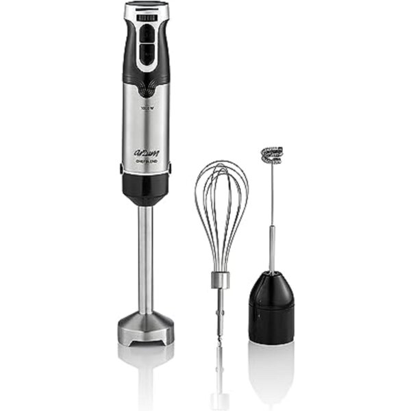 Arzum AR1160 Chefblend 1000-Watt  Stabmixer-Set mit drei Aufsätzen Silber-Schwarz