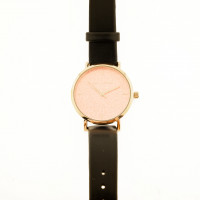 Lily + Stone Armbanduhr, rosanes Zifferblatt, schwarze...