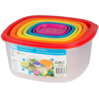 Set aus 7 Lebensmittelbehältern in Regenbogenfarben...