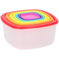 Set aus 7 Lebensmittelbehältern in Regenbogenfarben in verschiedenen Größen, Ideal für Picknicks