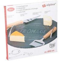 Alpina - 30cm 3tlg. Käseservice-Set Tablett, Messer...