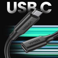 Ugreen Kabelverlängerungsadapter USB C (männlich) - USB C (weiblich) 100W 10Gb/s 1m schwarz