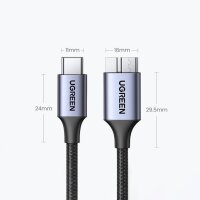 USB C – Micro USB B 3.0 5 Gbit/s 3 A 2 m Kabel Ugreen US565 – Grau