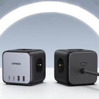 Ugreen Cube Steckdosenleiste 65W USB / USB C + 3x AC-Buchse schwarz (CD268)