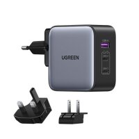 Ugreen Schnellladegerät GaN USB / 2xUSB C 65W Adapter EU / UK / US Stecker schwarz (CD296)