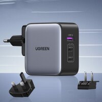 Ugreen Schnellladegerät GaN USB / 2xUSB C 65W Adapter EU / UK / US Stecker schwarz (CD296)