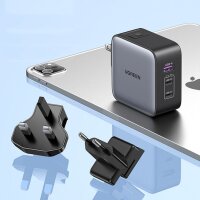 Ugreen Schnellladegerät GaN USB / 2xUSB C 65W Adapter EU / UK / US Stecker schwarz (CD296)