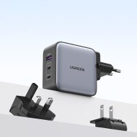 Ugreen Schnellladegerät GaN USB / 2xUSB C 65W Adapter EU / UK / US Stecker schwarz (CD296)