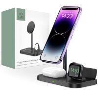 Tech-Protect A22 15W Wireless Magnetic Charger 3in1 für Smartphones mit MagSafe, Kopfhörer, Smartwatch Schwarz