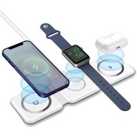 Induktives / Drahtloses Ladegerät 3in1 15W Smartphone, Apple Watch, AirPods P14 Weiß