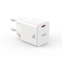 XO CE09 Wandladegerät Handyladegerät PD 45W 1x USB-C Weiß + USB-C - iPhone-Anschluss Kabel Weiß