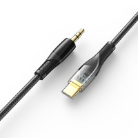 XO NB-R241B Clear Audiokabel Aux-Kabel Audioadpter USB-C - Klinke 3,5mm 1m Schwarz