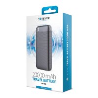 Forever Powerbank TB-100L 20000 mAh Extrem Hohe Kapazität, Externer Akku Schwarz