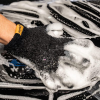 ShinyChiefs Detail WASH MITT - Mikrofaser Waschhandschuh für eine schonende und kratzerfreie Autowäsche - Saugstarker Auto Wasch Handschuh für schwer zugängliche Stellen, 12 x 20,5cm, schwarz