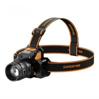 Superfire HL58 Headlight Stirnlampe , 350lm, 2500mAh, USB, 3 Betriebsmodi Schwarz-Orange