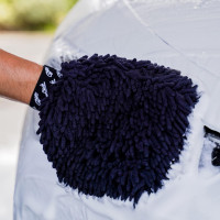 Premium Auto Wasch-Handschuh für eine schonende und kratzfreie Auto-Wäsche - Mikrofaser Waschhandschuh mit starker Saugkraft, auch für empfindliche Oberflächen, 28cm, grau