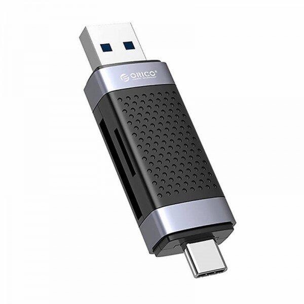 Orico USB 2.0 Cardreader für SD / microSD, USB + USB-C, schwarz