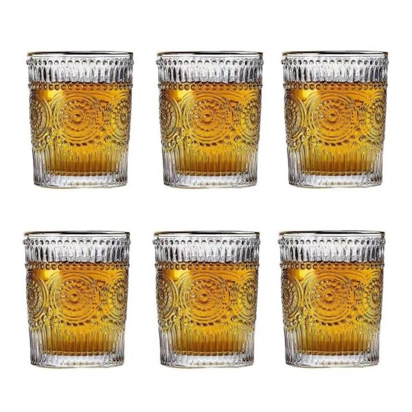 Trinkgläser Set 270ml  6 Gläser Glas Wasser Limonade Vintage Cognac Whiskey Retro Cocktail