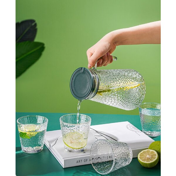 1,8 Liter Krug Karaffe 6 Gläser je 250ml Glas Trinkgläser Limonade Wasser 7 tlg Set