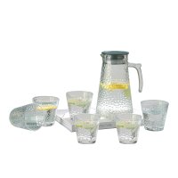 1,8 Liter Krug Karaffe 6 Gläser je 250ml Glas Trinkgläser Limonade Wasser 7 tlg Set