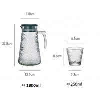 1,8 Liter Krug Karaffe 6 Gläser je 250ml Glas...