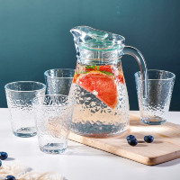 1,2 Liter Krug Karaffe 4 Gläser je 220ml Glas Trinkgläser Limonade Wasser 5 tlg Set
