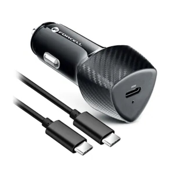 FORCELL CARBON Autoladegerät Typ C 3.0 PD20W CC50-1C (insgesamt 20 W) + Kabel für Typ C PD60W