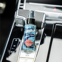FLAVOUR BOMB Blaubeere - Autoduft mit Blaubeere Geruch - Premium Lufterfrischer für den Auto-Innenraum, neutralisiert unangenehme Gerüche im Auto, hochergiebig, Pumpsprühflasche, 50ml