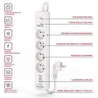 4-fach Steckdosenleiste + 3xUSB A ; 5 Meter...