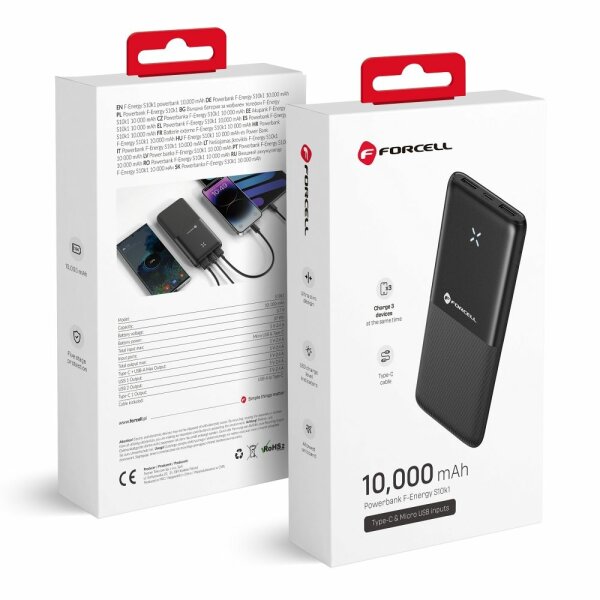 FORCELL Powerbank F-Energy S10k1 10000mah Externer Akku