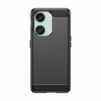 Carbon Case kompatibel mit OnePlus Ace 2V / One Plus Nord 3 flexible Silikon-Carbon-Hülle schwarz