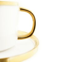 Zellerfeld 12-Teilig Mokkaservice mit Untertasse Tasse Mokkatasse Gold-Umrandung weiß