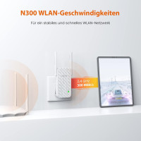Tenda WLAN Repeater WLAN Verstärker WiFi Repeater(N300 2,4GHz:300 MBit/s), 2*3dBi externe Antennen, LED Anzeige, WPA/WPA2, kompatibel mit allen WLAN Routern, Weiß(A9)