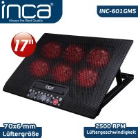 INCA INC-601GMS Laptopkühler Notebookkühler geeignet für 7-17-Zoll-Laptops 6x70mm Lüfter