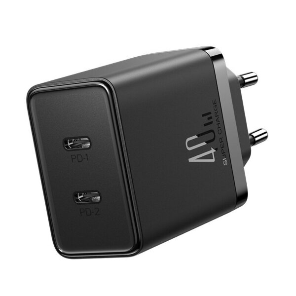 Joyroom JR-TCF09 Schnellladegerät 2x USB-C 40W - Schwarz