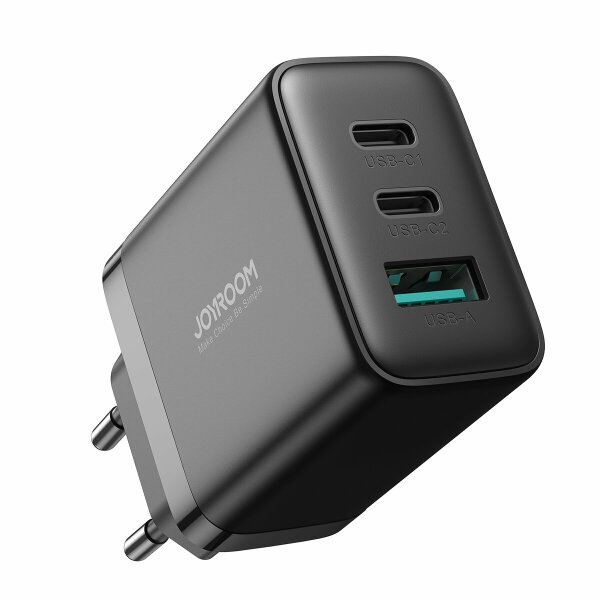 Joyroom JR-TCF10 Schnellladegerät 2x USB-C USB-A 32W Wandladegerät - Schwarz