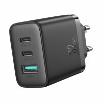 Joyroom JR-TCF10 Schnellladegerät 2x USB-C USB-A 32W Wandladegerät - Schwarz